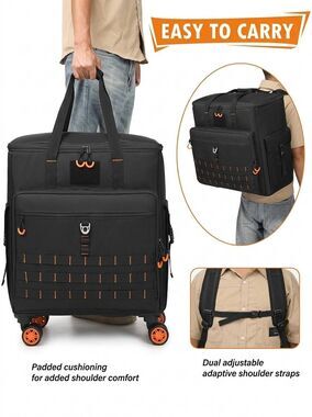 ☔️🩵NWOT Black Large Heavy Duty Gaming Computer Case Travel Backpack Bag